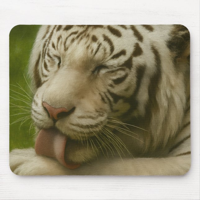 White Tiger in Private Grooming Ritual Mouse Pad (Front)