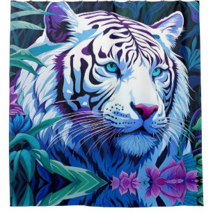 White Tiger in purple flowers