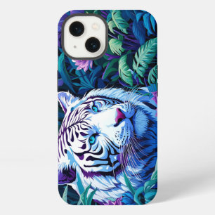 White Tiger in purple flowers  iPhone 13 Case