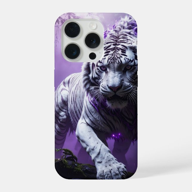 White Tiger in Purple Storm – Majestic Phone Case (Back)