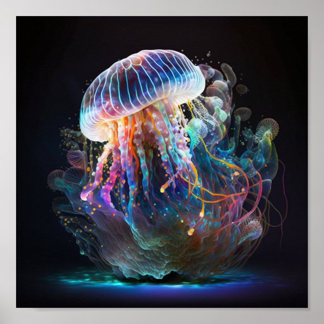 White Tiger Jellyfish Poster (Front)