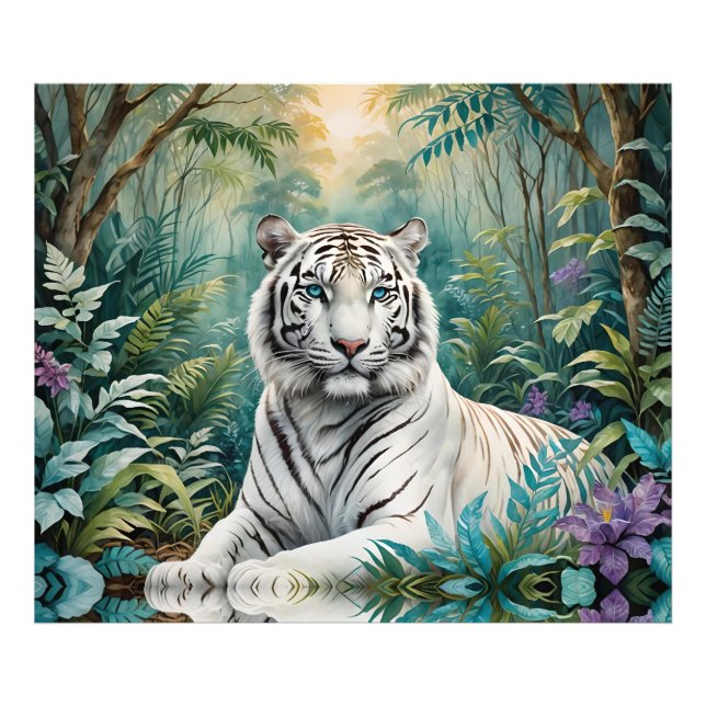 White Tiger Jungle Flora Photo Print (Front)