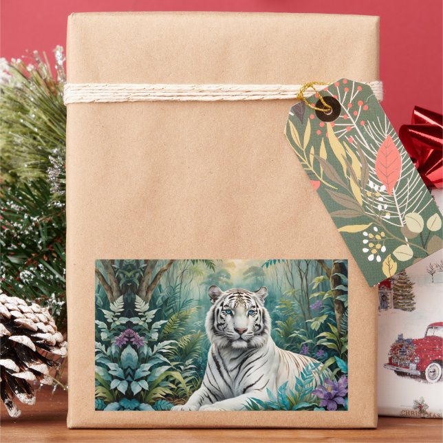 White Tiger Jungle Flora Sticker (Holiday)