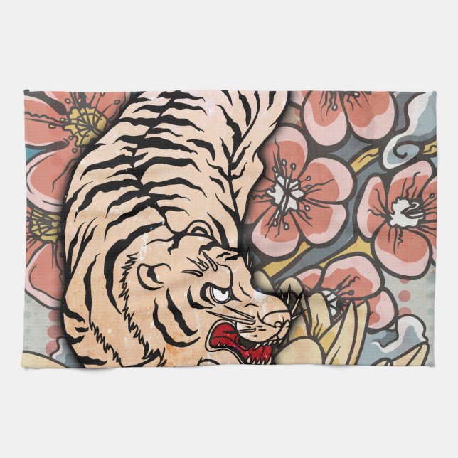 White Tiger Kitchen Towel (Horizontal)