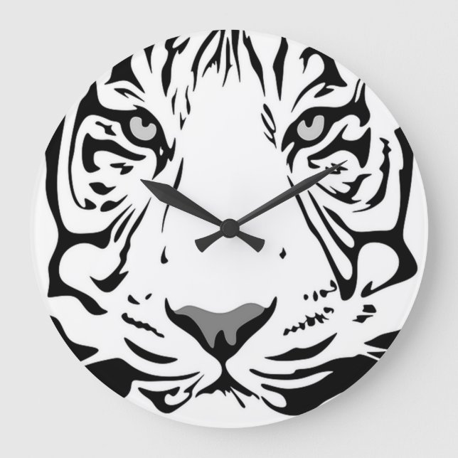 White Tiger Life Abstract Large Clock (Front)