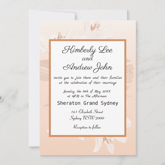 White Tiger Lilies Orange Blush Wedding Invitation (Front)