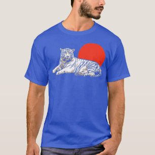 White Tiger Lover Minimalist Vintage Sun  Wildlife T-Shirt