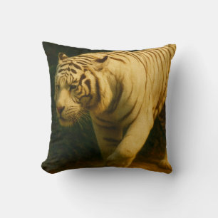 White Tiger Majesty – Stylized Wildlife Art Print Throw Pillow