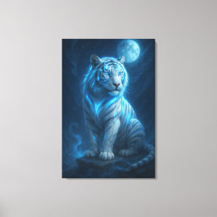 White Tiger – Moonlit Mystical Scene   ManJiangHon Canvas Print