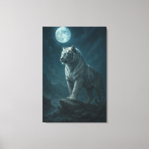 White Tiger – Moonlit Mystical Scene ManJiangHon Canvas Print