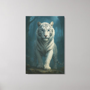 White Tiger – Mystical Fantasy Portrait – ManJiang Canvas Print
