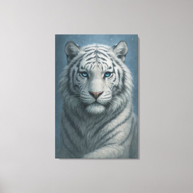 White Tiger – Mystical Fantasy Portrait – ManJiang Canvas Print (Front)