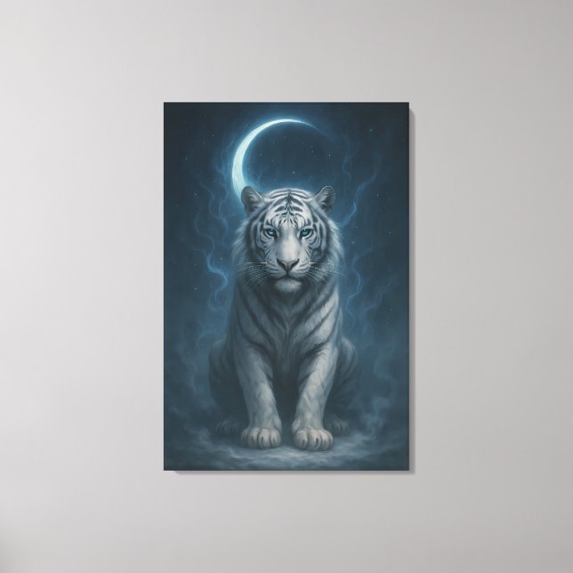 White Tiger – Mystical Fantasy Portrait – ManJiang Canvas Print (Front)