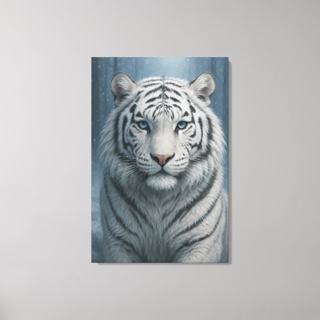 White Tiger – Mystical Fantasy Portrait – ManJiang Canvas Print (Front)