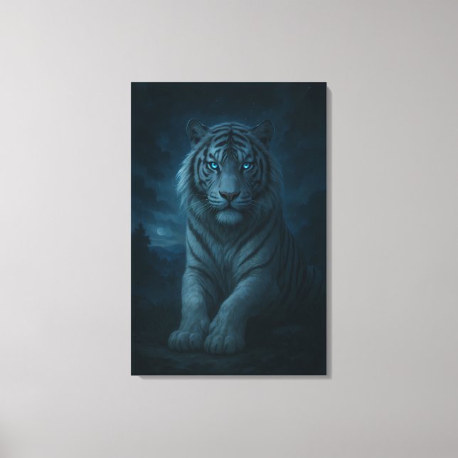White Tiger – Mystical Fantasy Portrait – ManJiang Canvas Print (Front)