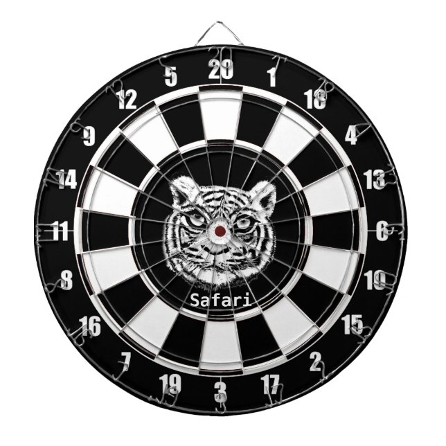 White Tiger on Black and White Dartboard (Front)
