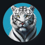 White Tiger Pop Art – Fierce & Colorful Wild Cat  Large Clock<br><div class="desc">Unleash the wild elegance of the white tiger in this bold pop art design! With striking contrasts,  vibrant colors,  and graphic style,  this illustration transforms one of nature’s most majestic animals into a modern art icon.</div>