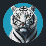 White Tiger Pop Art – Fierce & Colorful Wild Cat  Large Clock<br><div class="desc">Unleash the wild elegance of the white tiger in this bold pop art design! With striking contrasts,  vibrant colors,  and graphic style,  this illustration transforms one of nature’s most majestic animals into a modern art icon.</div>