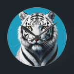 White Tiger Pop Art – Fierce & Colorful Wild Cat  Round Clock<br><div class="desc">Unleash the wild elegance of the white tiger in this bold pop art design! With striking contrasts,  vibrant colors,  and graphic style,  this illustration transforms one of nature’s most majestic animals into a modern art icon.</div>