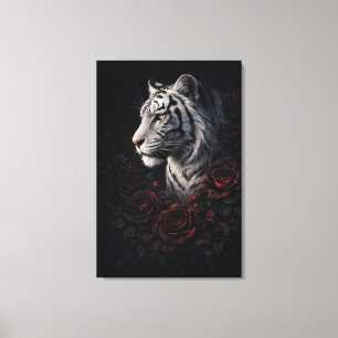 White Tiger Portrait – Calm Power and Silent Gaze Canvas Print