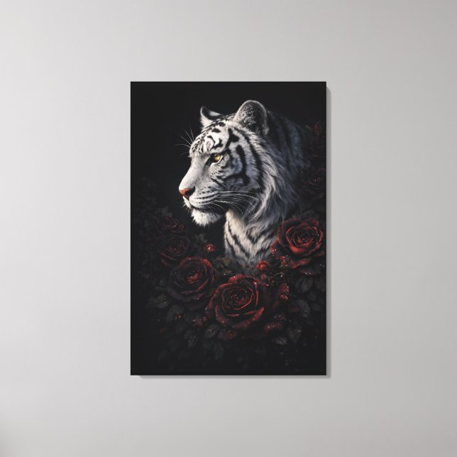 White Tiger Portrait – Calm Power and Silent Gaze Canvas Print (Front)