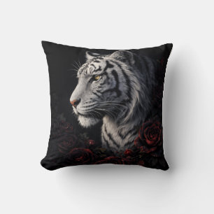 White Tiger Portrait – Calm Power and Silent Gaze Throw Pillow
