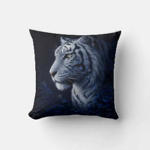 White Tiger Portrait – Calm Power and Silent Gaze Throw Pillow