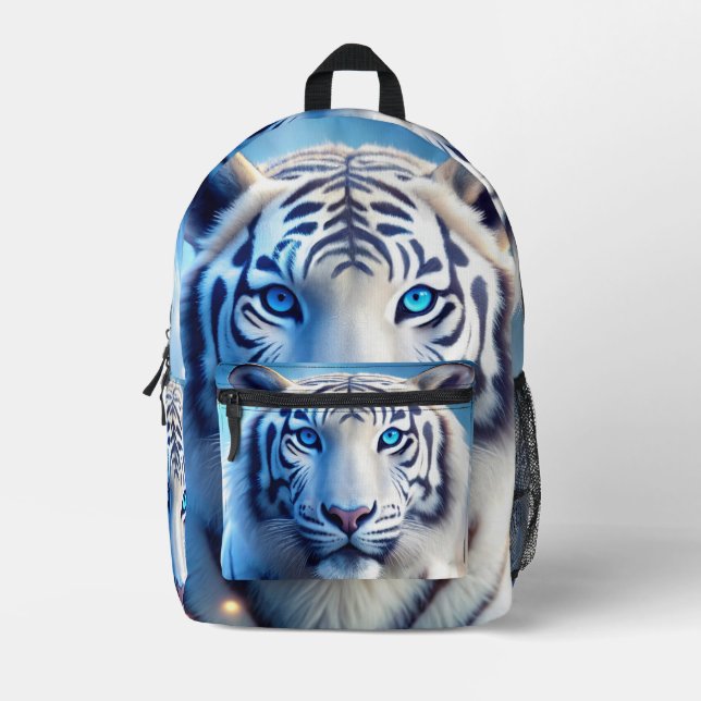 White Tiger Printed Backpack (Front)
