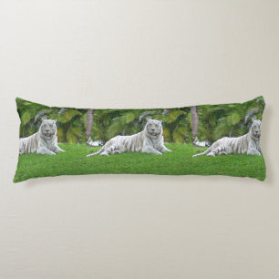 White Tiger Resting Among Green Palms Body Pillow