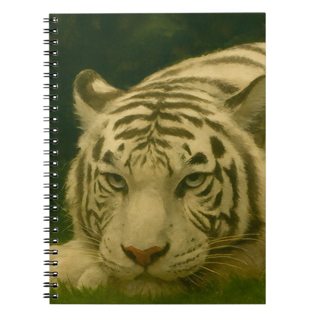 White Tiger Resting in Woodland Shade Notebook (Front)