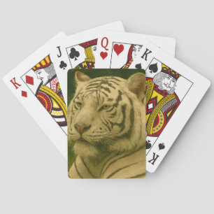 White Tiger Resting in Woodland Shade Playing Cards