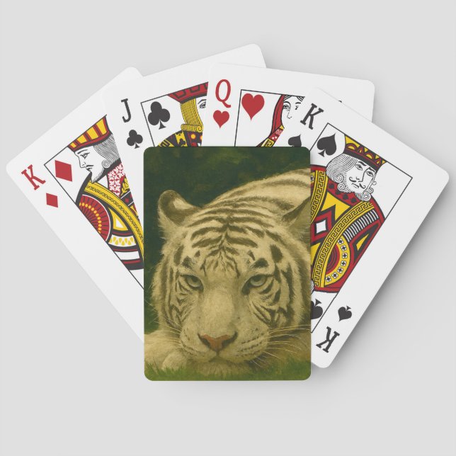 White Tiger Resting in Woodland Shade Playing Cards (Back)