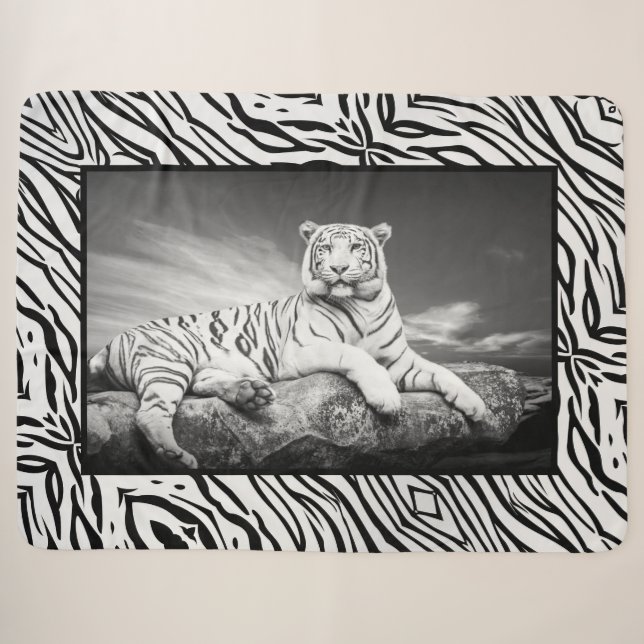 White Tiger Sherpa Blanket (Front (Horizontal))
