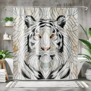 White tiger - Stained Glass Mosaic Digital Art