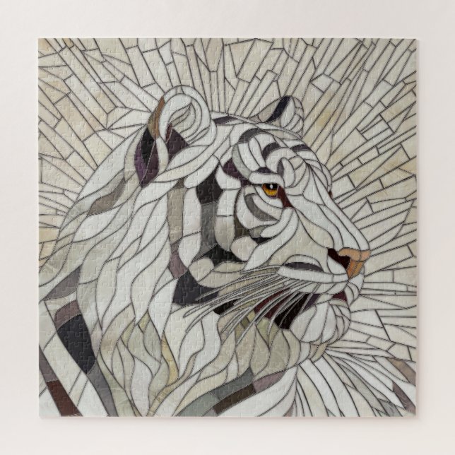 White tiger - Stained Glass Mosaic Digital Art Jigsaw Puzzle (Vertical)
