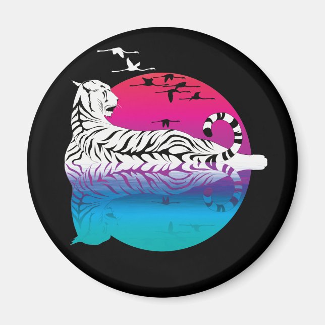 White Tiger Sunset Magnet (Front)