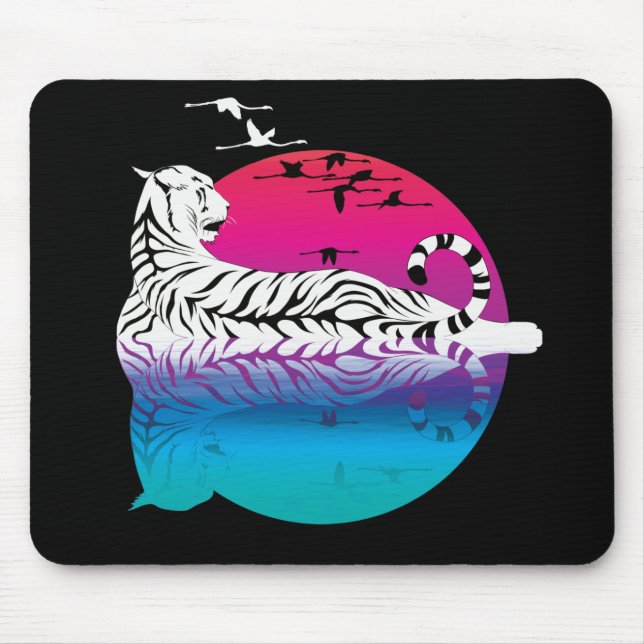 White Tiger Sunset Mouse Pad (Front)