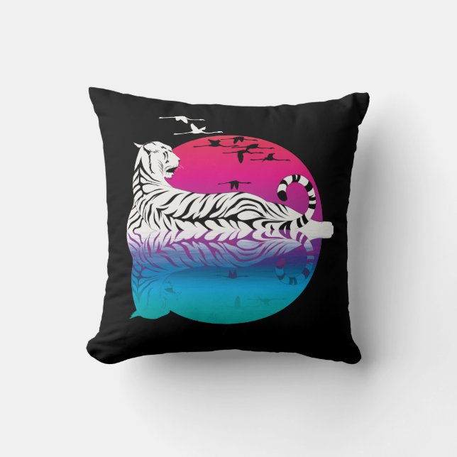 White Tiger Sunset  Throw Pillow (Front)