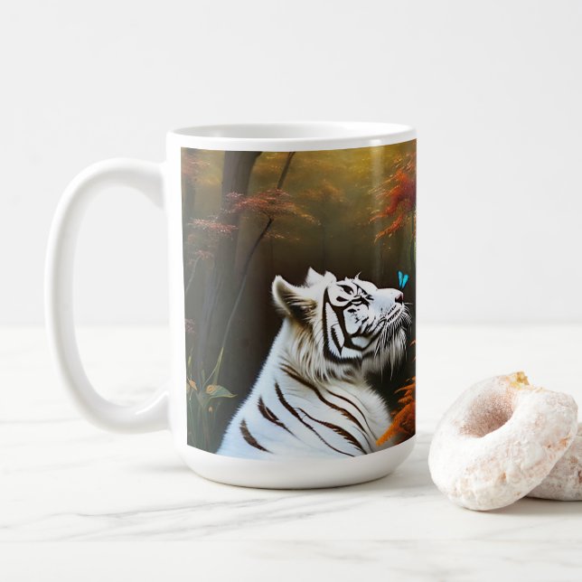 White Tiger Those Loving Moments, Coffee Mug (With Donut)