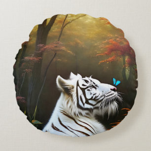 White Tiger Those Loving Moments, Round Cushion