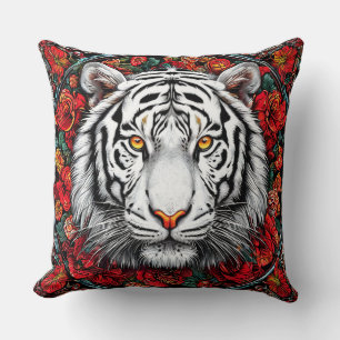 White tiger throw pillow