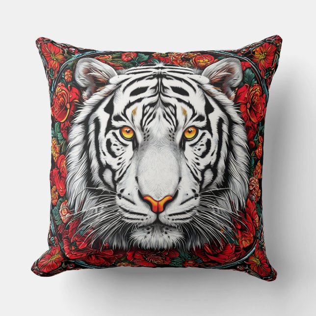 White tiger throw pillow (Front)