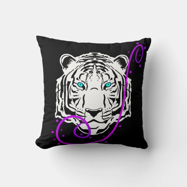 White Tiger Throw Pillow (Front)