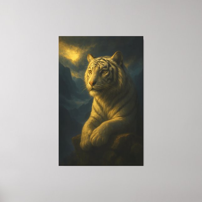white tiger, tiger art, big cat art, wildlife pain canvas print (Front)