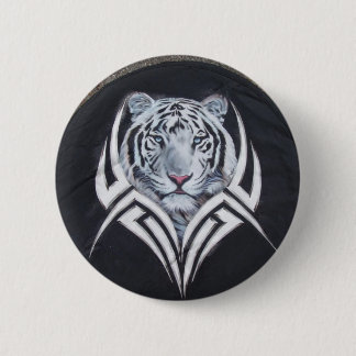 White Tiger Tribal 2 Inch Round Button