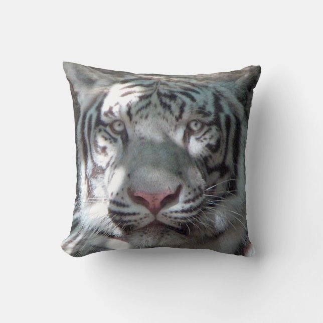 White Tiger Up Close Pillow (Front)