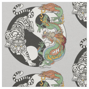 White tiger versus green dragon in the yin yang f fabric