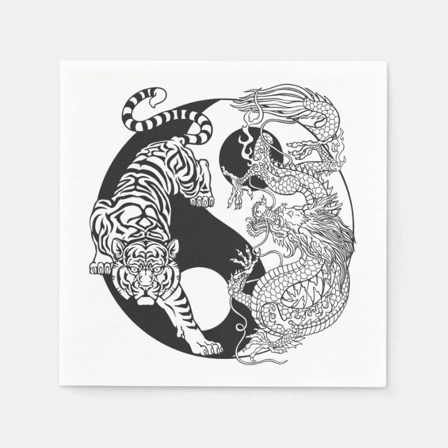 White tiger versus green dragon in the yin yang  n napkin (Front)
