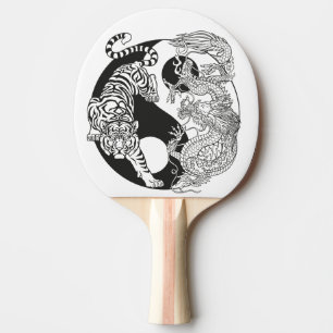 White tiger versus green dragon in the yin yang pi ping pong paddle