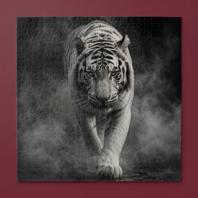 White Tiger Walking Through Smoke Jigsaw Puzzle (Creator Uploaded)